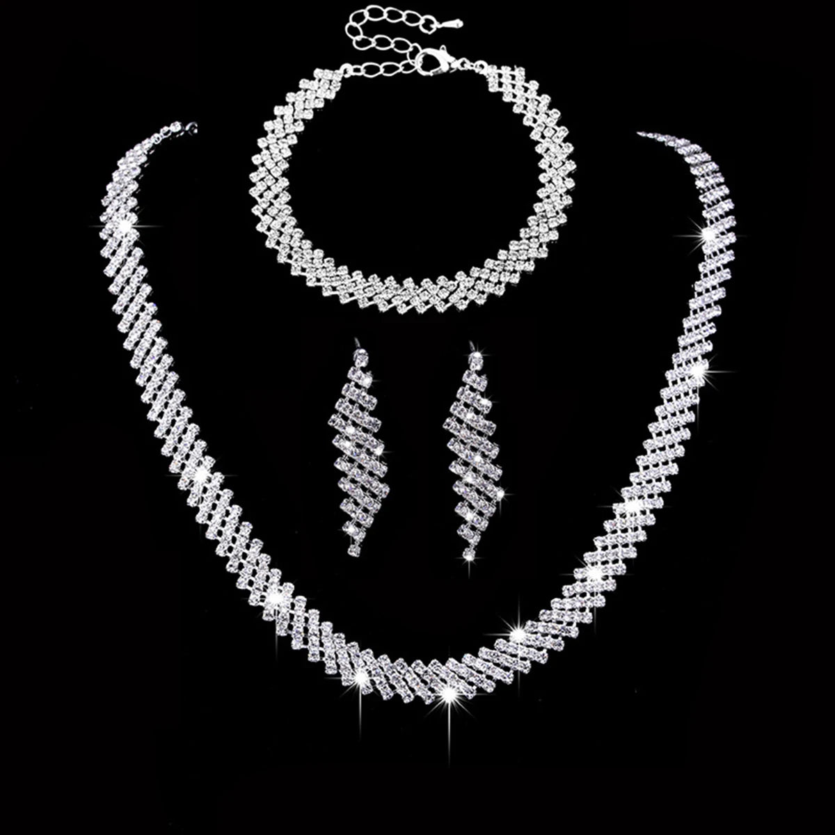 4-Piece Minimalist Jewelry Set for Women – Necklace, Earrings & Bracelet Party Accessories