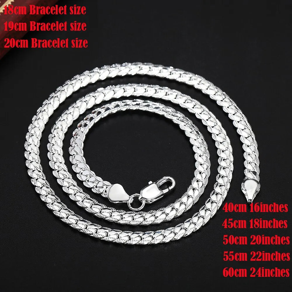 20–60cm Silver Color Necklace Chain for Men & Women – 6mm Classic Jewelry