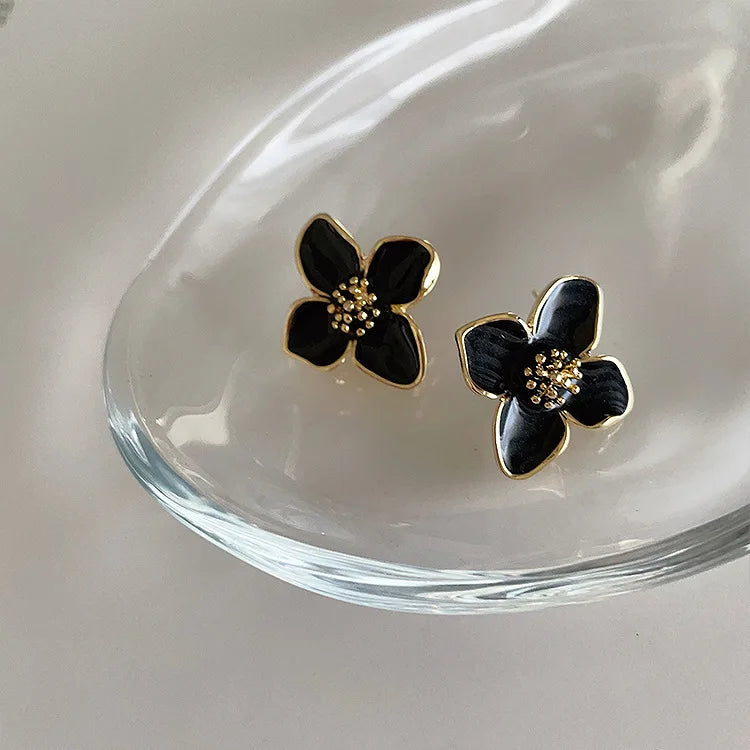 Sweet Flower Stud Earrings for Women – Vintage Zinc Alloy Fashion Jewelry