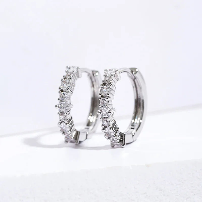 Stainless Steel Colorful Zircon Hoop Earrings for Women – Classic Huggie Jewelry