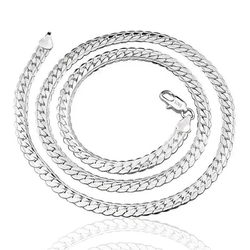 20–60cm Silver Color Necklace Chain for Men & Women – 6mm Classic Jewelry
