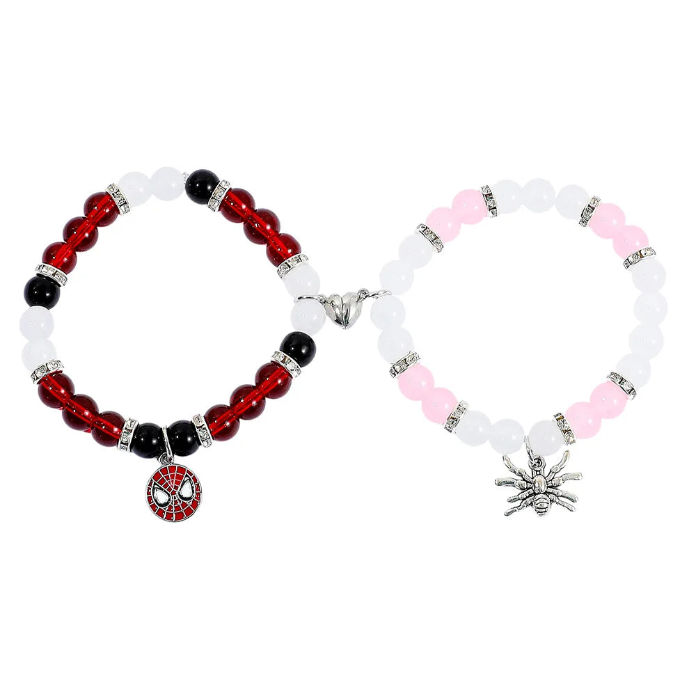 Spiderman Friendship Rope Bracelet – Matching Beaded Charm Jewelry for Couples & Friends