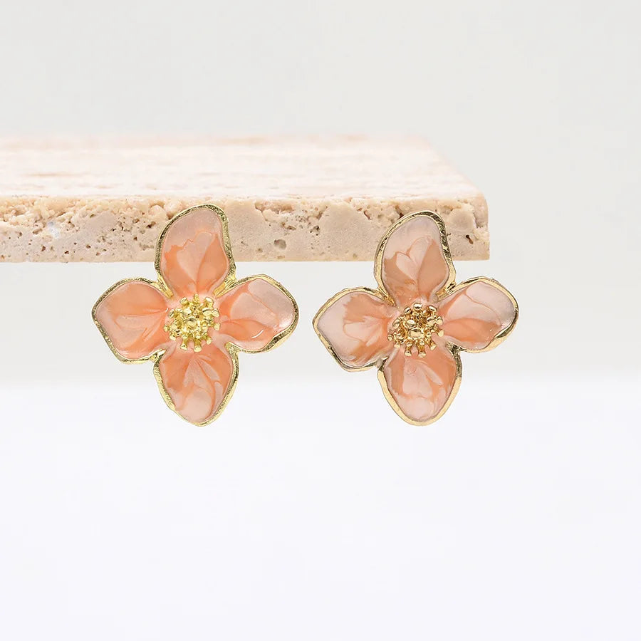 Sweet Flower Stud Earrings for Women – Vintage Zinc Alloy Fashion Jewelry