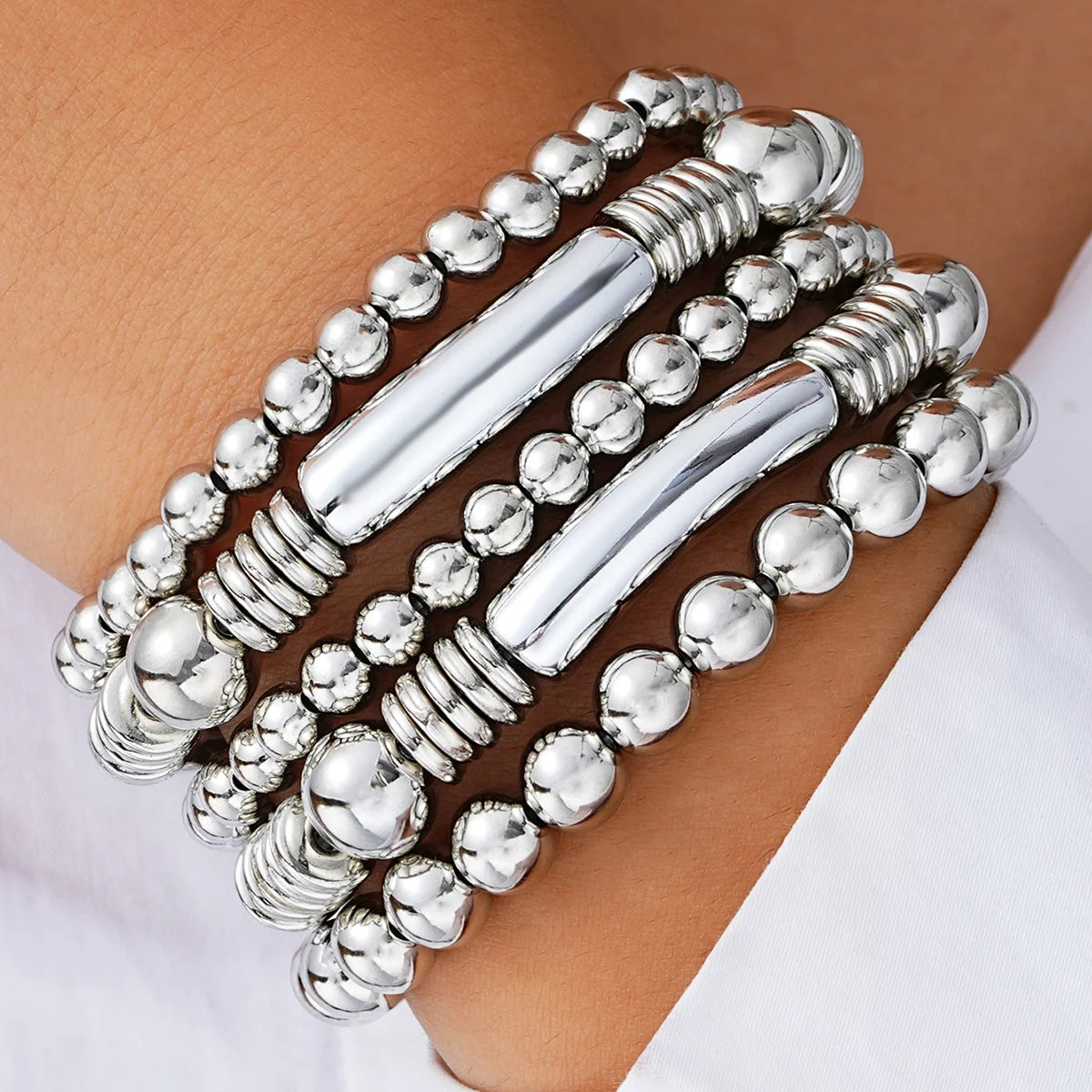 Vintage Bohemian Beaded Bracelet Set for Women – Minimalist Round Design