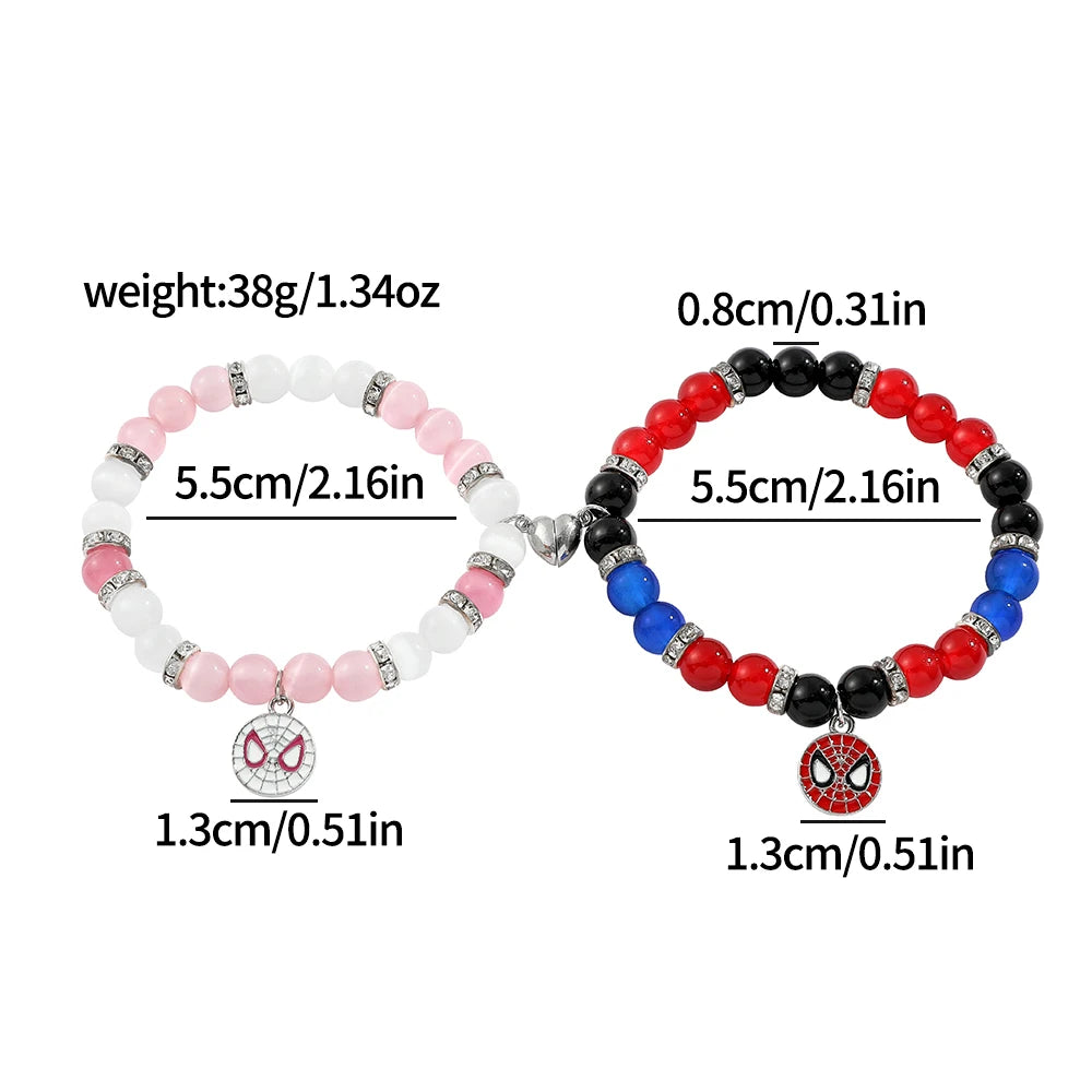 Spiderman Friendship Rope Bracelet – Matching Beaded Charm Jewelry for Couples & Friends