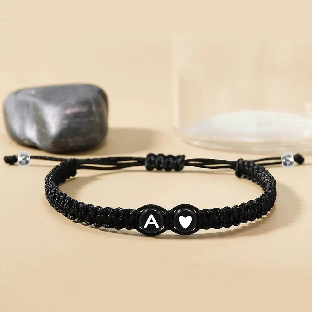 26 Letters Initial Heart Braided Rope Bracelet – Adjustable Friendship Jewelry