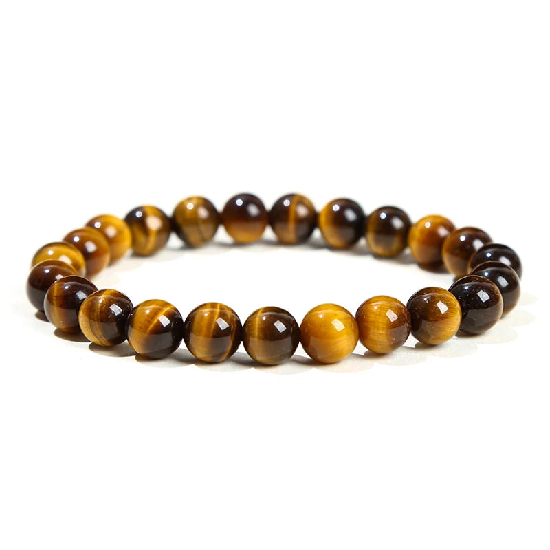 Natural Stone Beaded Bracelet – Amethyst, Tiger Eye, Quartz & Agate Strand