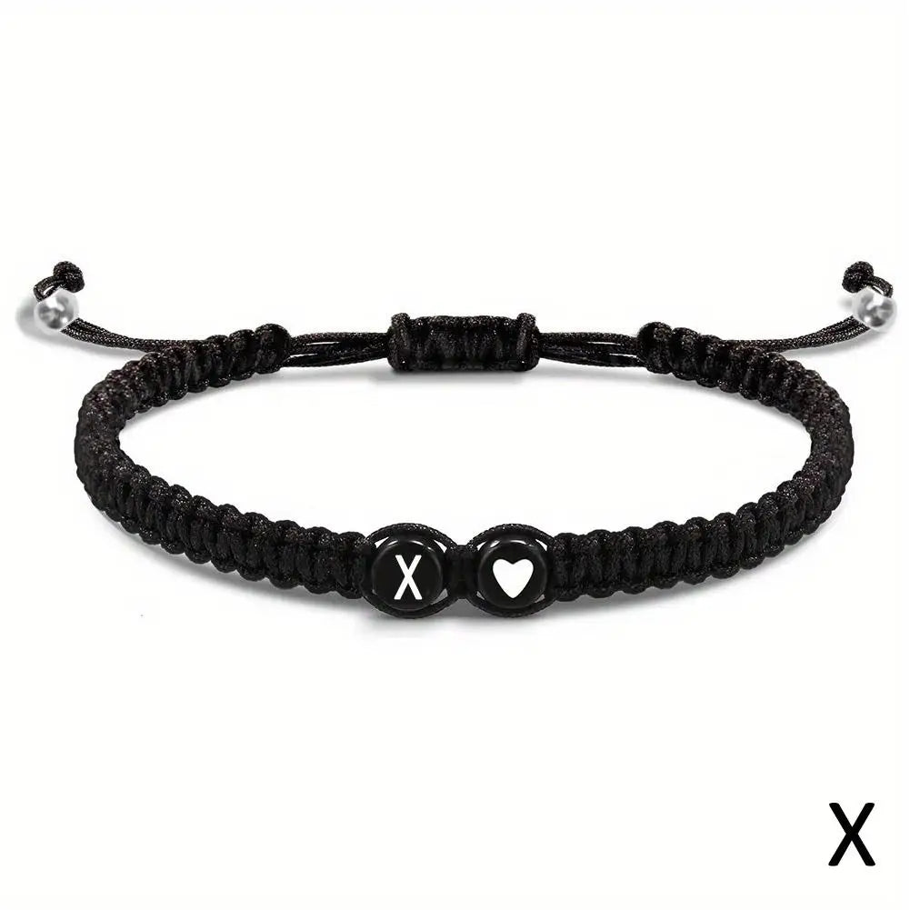 26 Letters Initial Heart Braided Rope Bracelet – Adjustable Friendship Jewelry