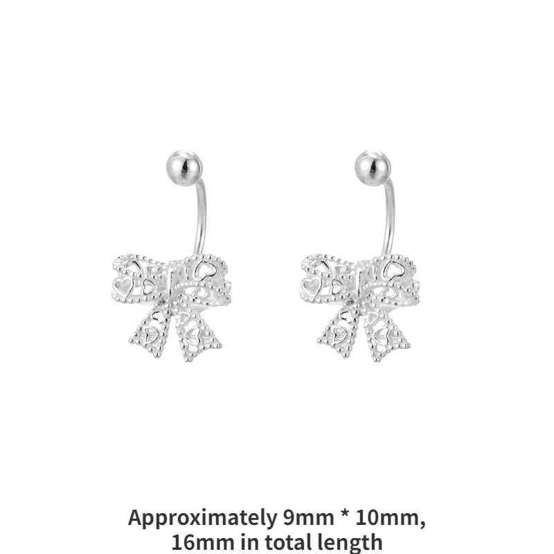 925 Sterling Silver Lace Heart Bow Stud Earrings for Women – Romantic Jewelry