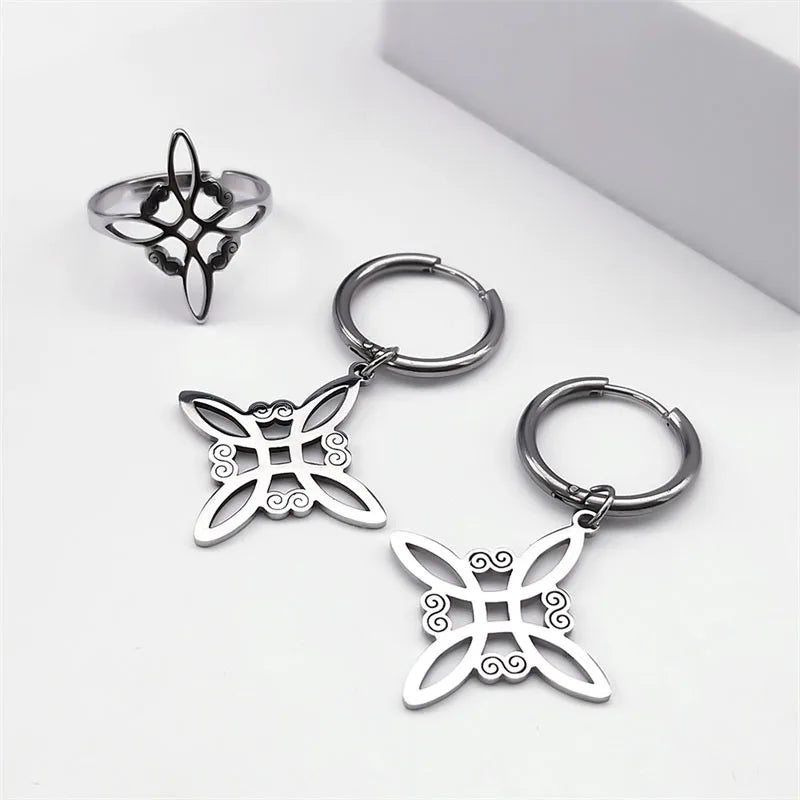 Stainless Steel Celtic Knot Jewelry Set – Necklace, Earrings, Bracelet & Ring