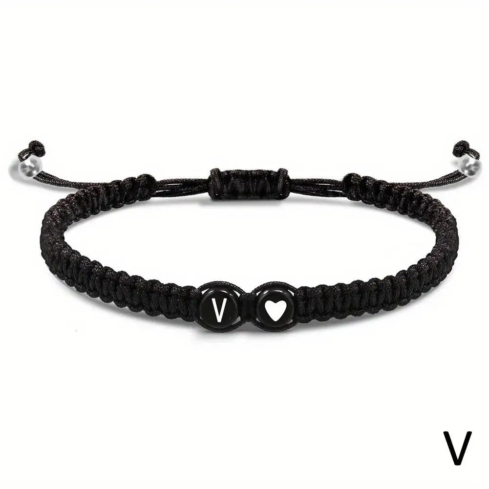 26 Letters Initial Heart Braided Rope Bracelet – Adjustable Friendship Jewelry