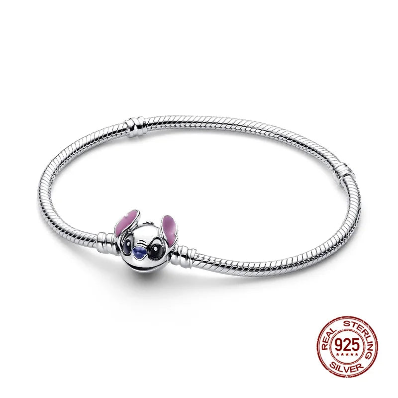 925 Sterling Silver Disney Snake Chain Bracelet for Women with Zircon