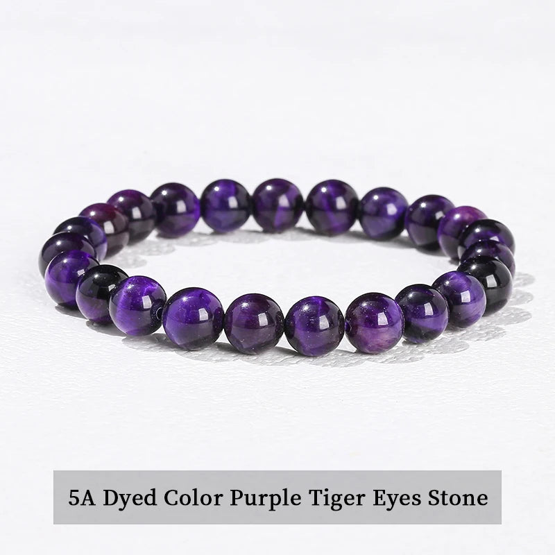 Natural Stone Beaded Bracelet – Amethyst, Tiger Eye, Quartz & Agate Strand