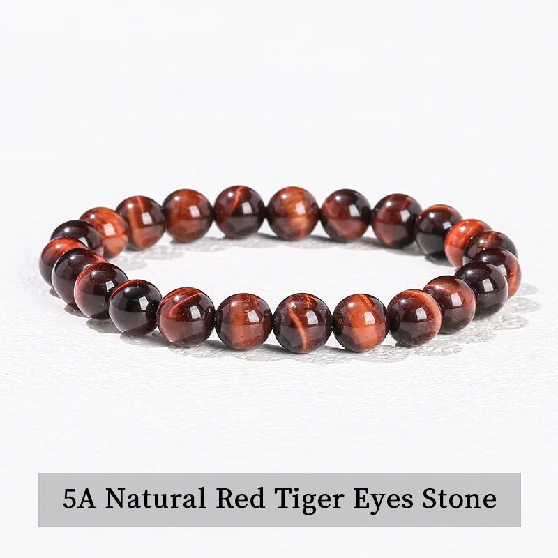 Natural Stone Beaded Bracelet – Amethyst, Tiger Eye, Quartz & Agate Strand