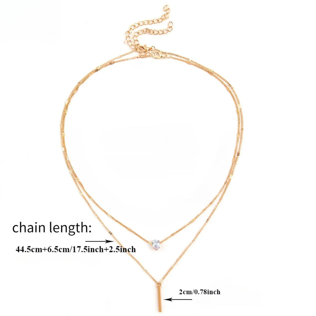 Multi-Layer Star & Heart Pendant Chain Necklace for Women – Trendy Zircon Jewelry