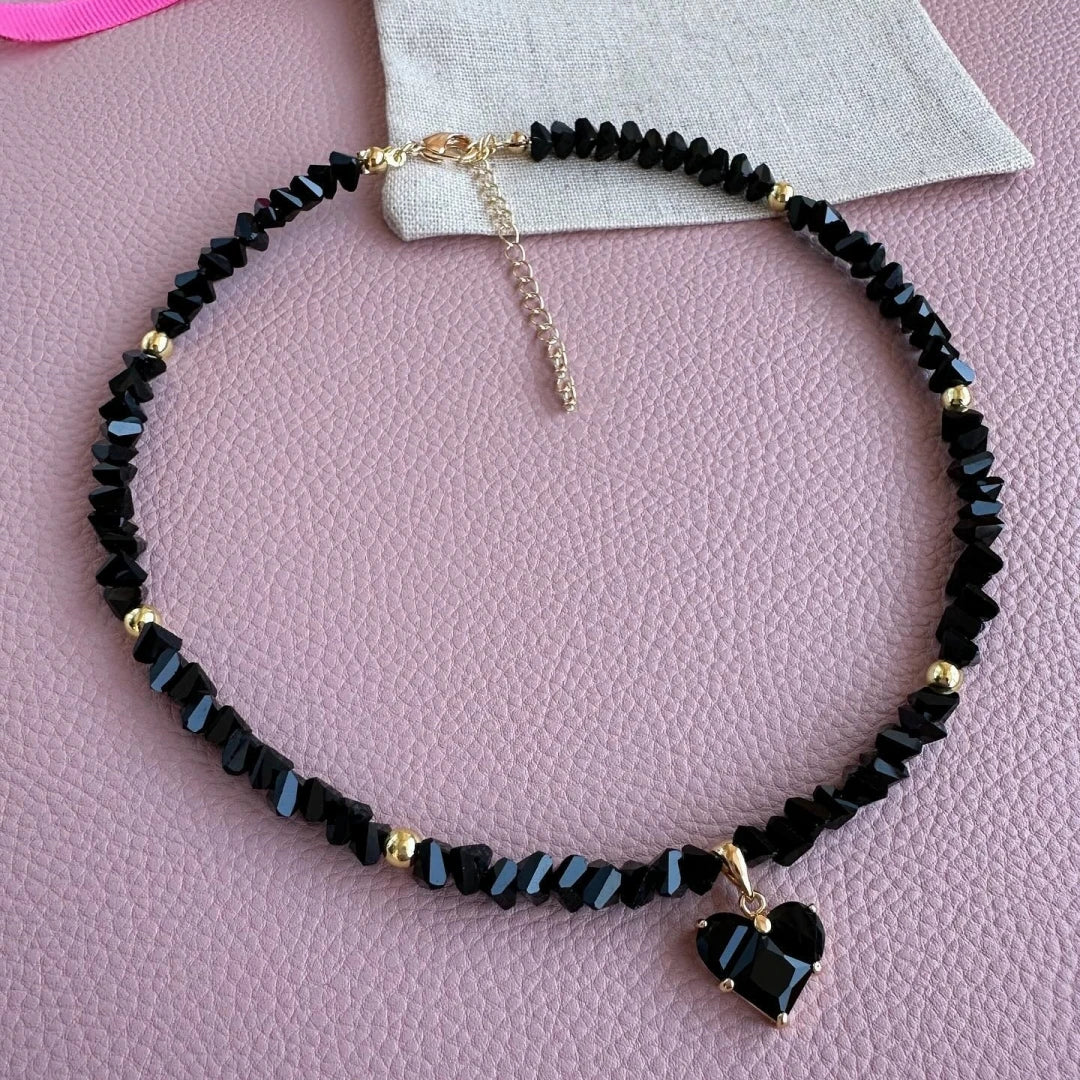 Vintage Zircon Heart Pendant Necklace for Women – Bohemian Crystal Chain Jewelry