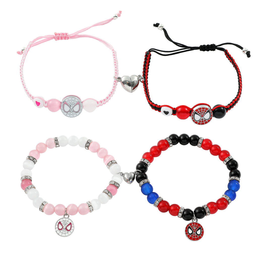 Spiderman Friendship Rope Bracelet – Matching Beaded Charm Jewelry for Couples & Friends