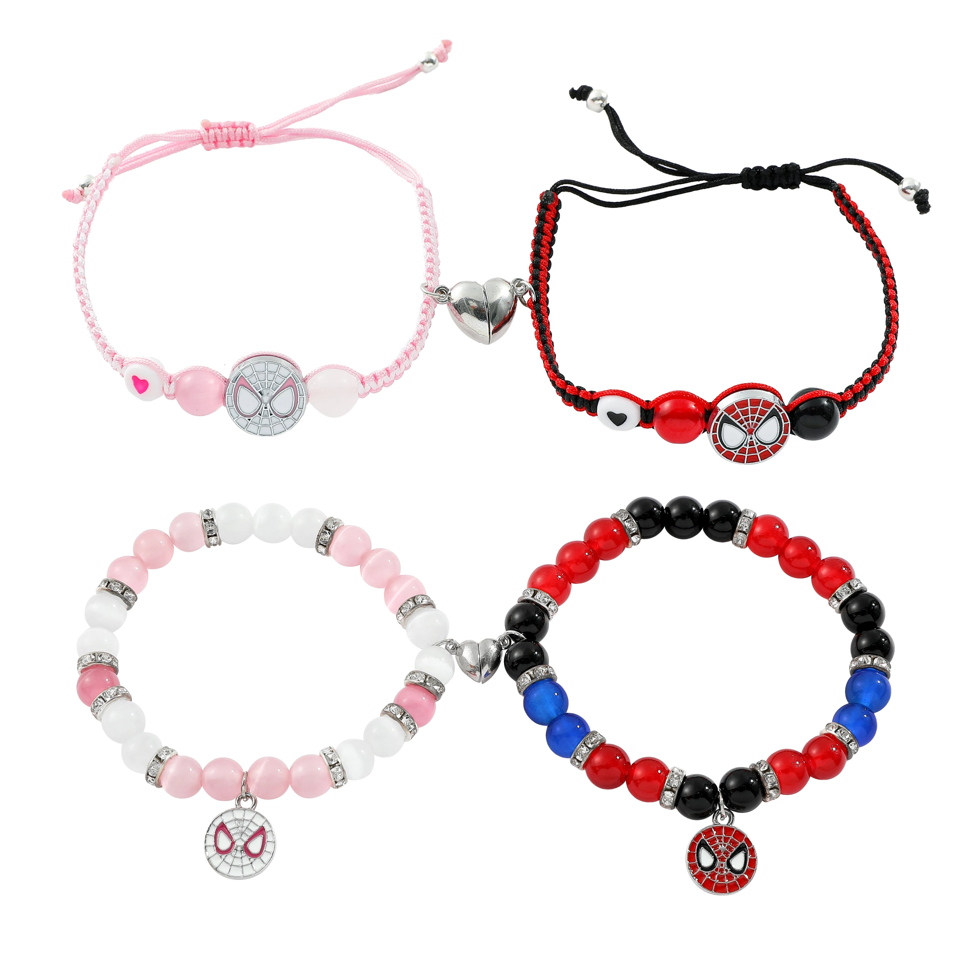 Spiderman Friendship Rope Bracelet – Matching Beaded Charm Jewelry for Couples & Friends