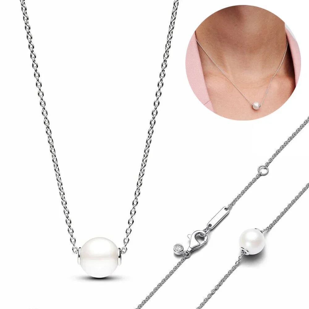925 Sterling Silver Freshwater Pearl Jewelry Set – Necklace, Earrings & Ring for Women