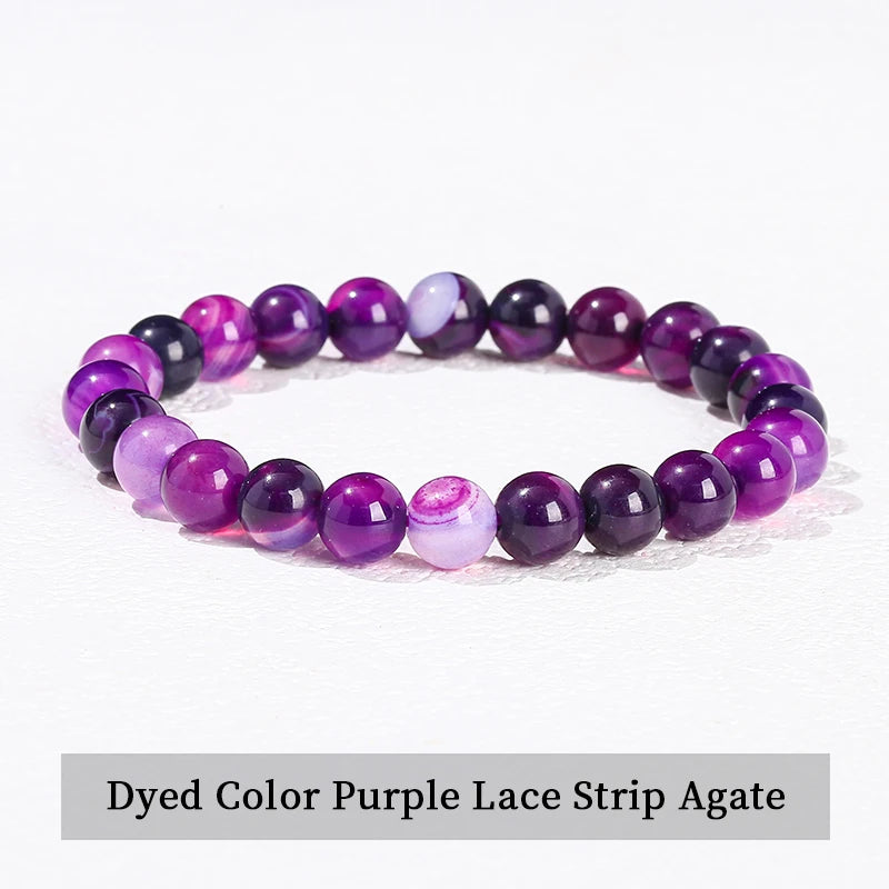 Natural Stone Beaded Bracelet – Amethyst, Tiger Eye, Quartz & Agate Strand