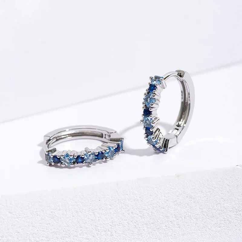 Stainless Steel Colorful Zircon Hoop Earrings for Women – Classic Huggie Jewelry