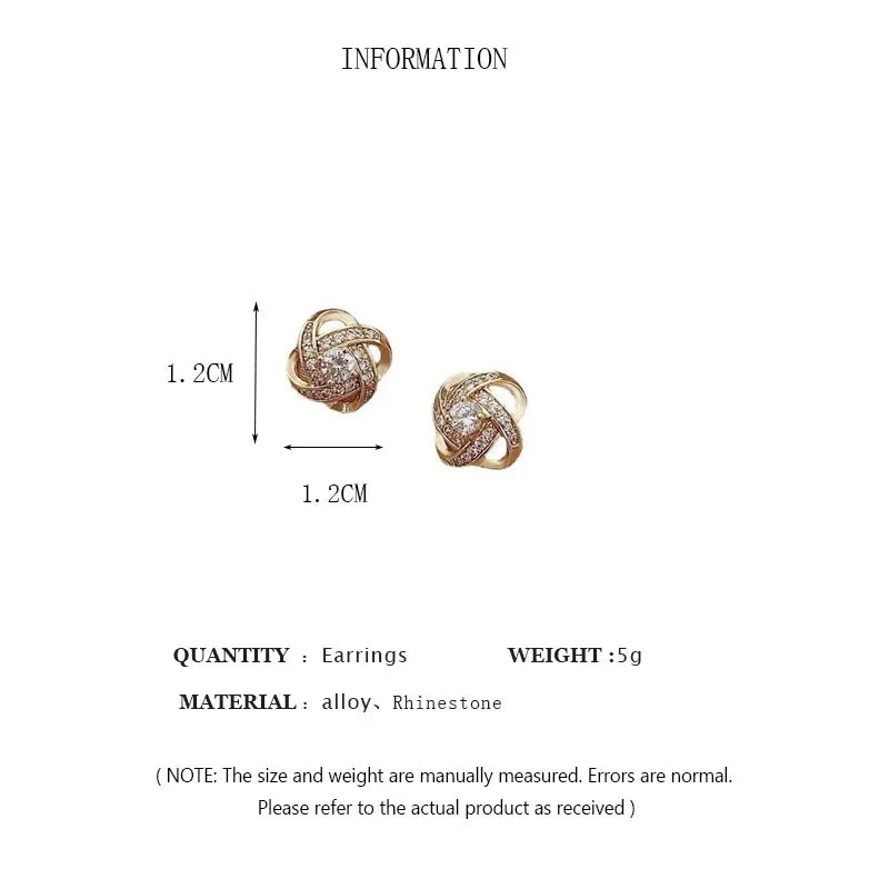 Zircon Heart Flower Crystal Stud Earrings for Women – Korean Elegant Jewelry