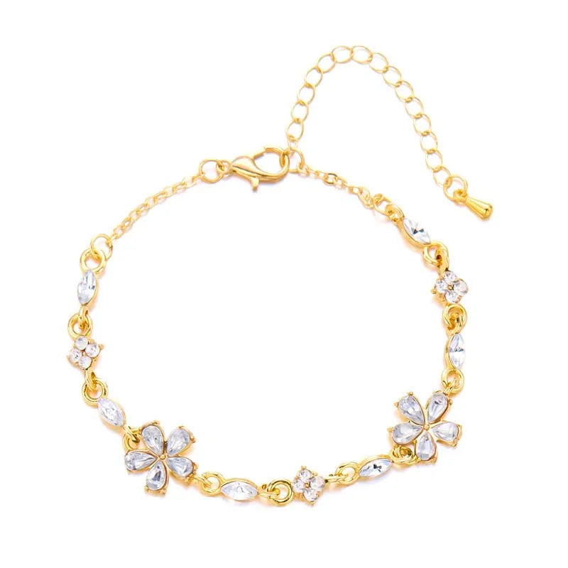 Colorful Zircon Flower Adjustable Bracelet for Women – Gold Color Chain