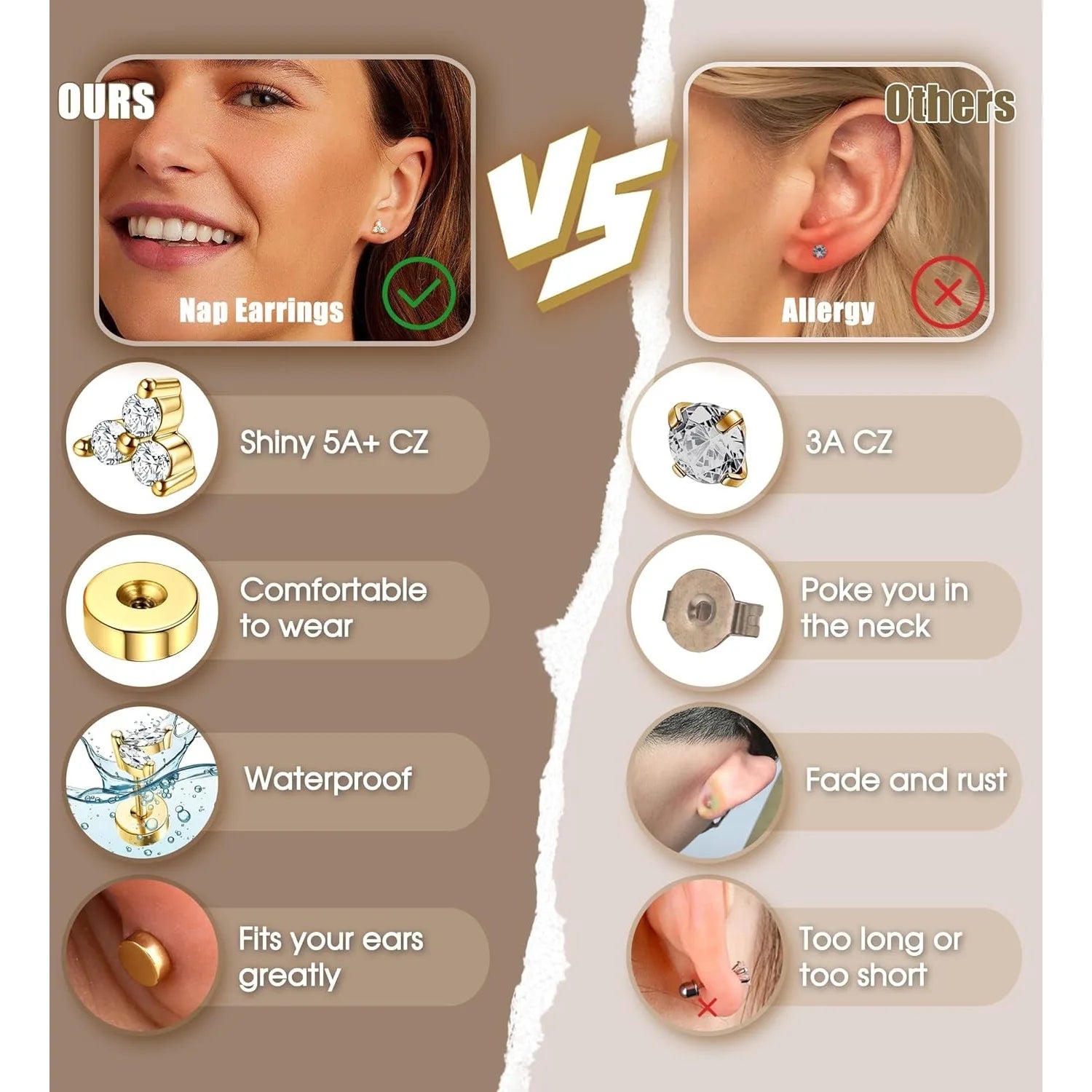 Stainless Steel Stud Earrings for Sensitive Ears – Flat Back Hoop Cartilage