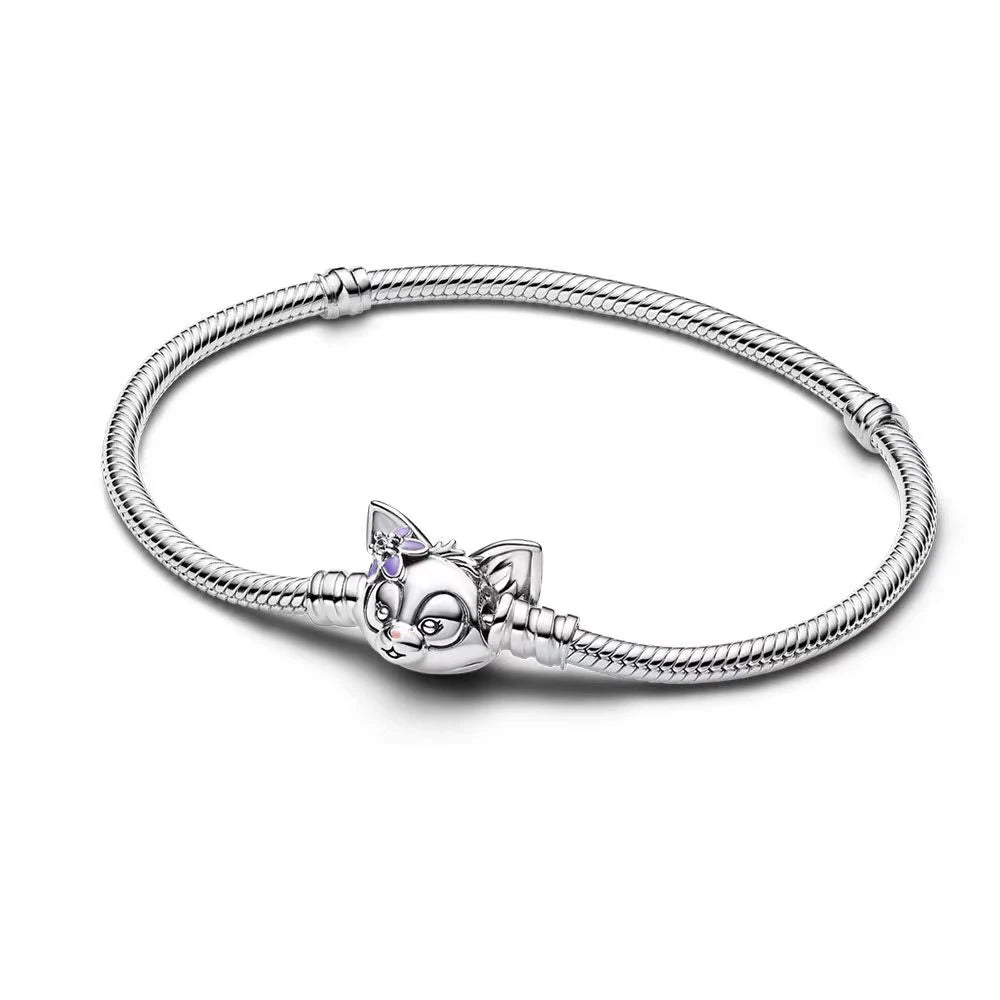 925 Sterling Silver Hello Kitty Snake Chain Charm Bracelet for Women