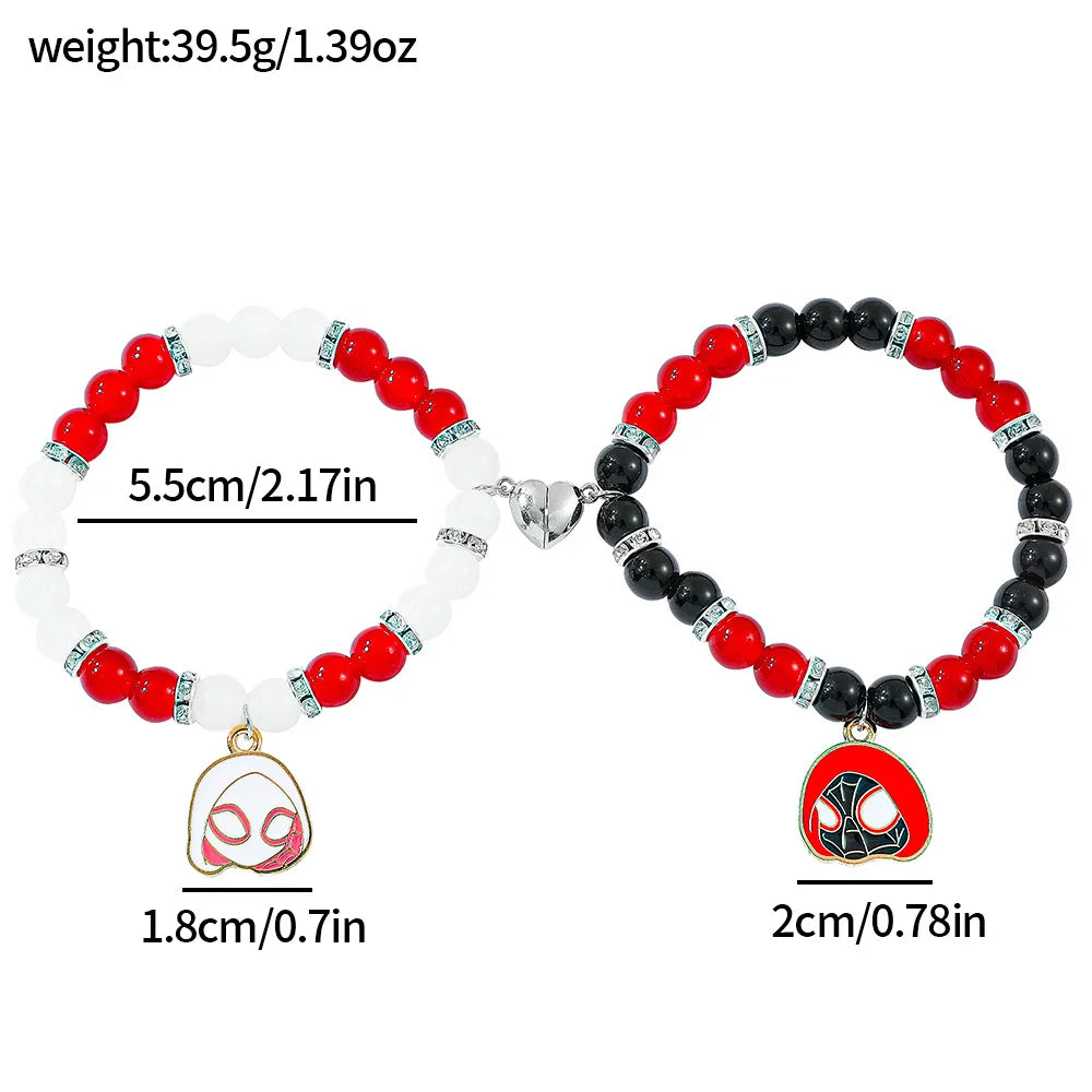 Spiderman Friendship Rope Bracelet – Matching Beaded Charm Jewelry for Couples & Friends