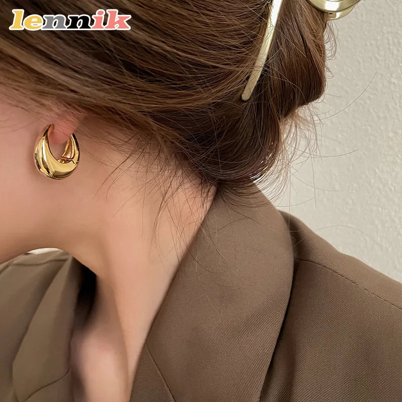 Elegant 3D Metal Stud Earrings for Women – Copper Fashion Jewelry Gift