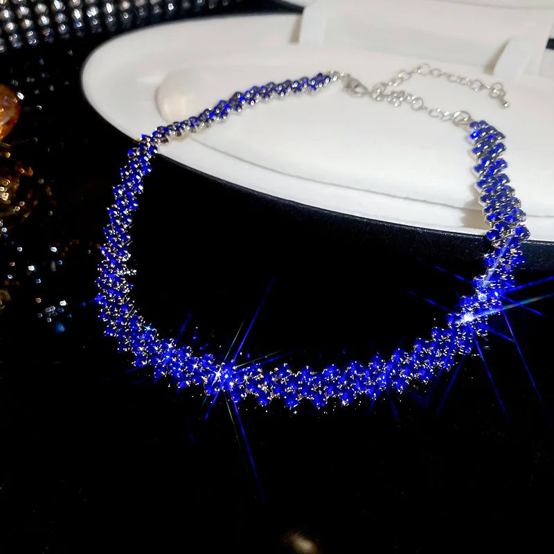 Shiny Rhinestone Choker Necklace for Women – Geometric Crystal Party Jewelry