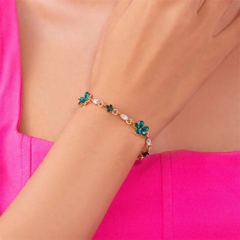 Colorful Zircon Flower Adjustable Bracelet for Women – Gold Color Chain