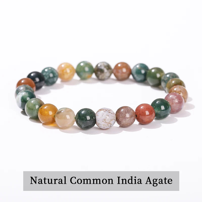 Natural Stone Beaded Bracelet – Amethyst, Tiger Eye, Quartz & Agate Strand