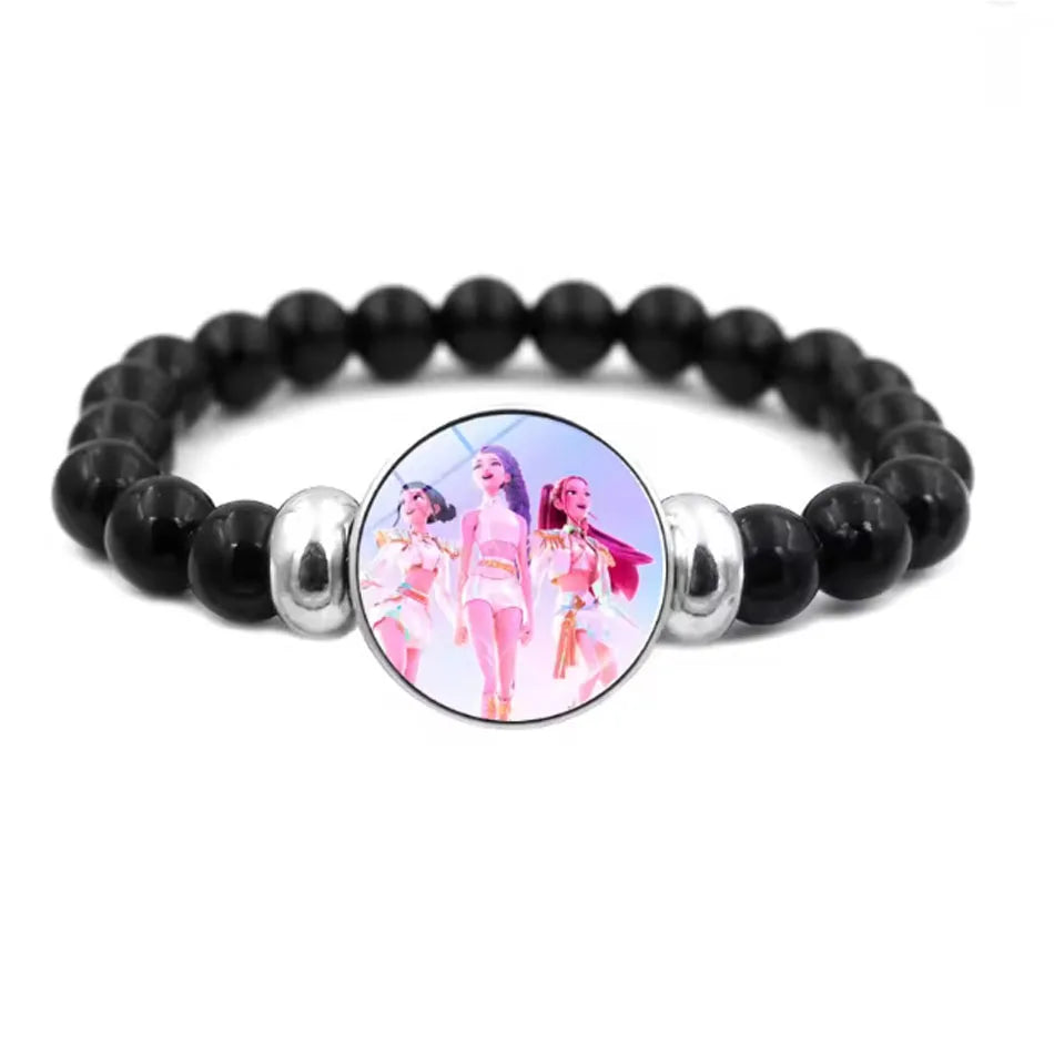 Demon Hunters Cartoon Beaded Bracelet for Girls – Cute Kids Jewelry Gift
