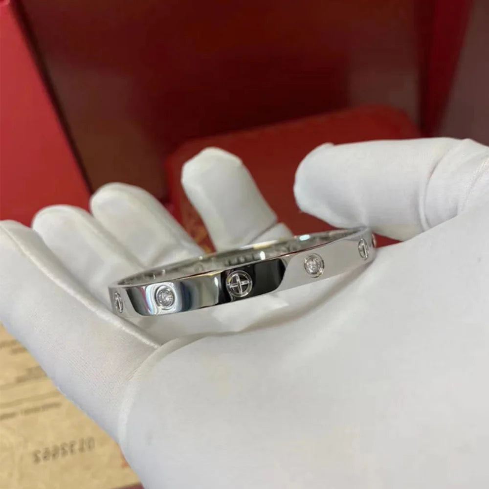 Gold Zircon Cross Nail Bangle Bracelet for Women – Stainless Steel