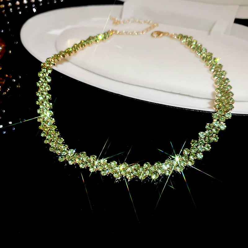 Shiny Rhinestone Choker Necklace for Women – Geometric Crystal Party Jewelry