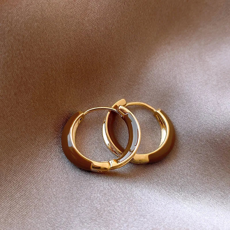 Vintage U-Shaped Hoop Earrings for Women – Copper Alloy Drip Oil Design