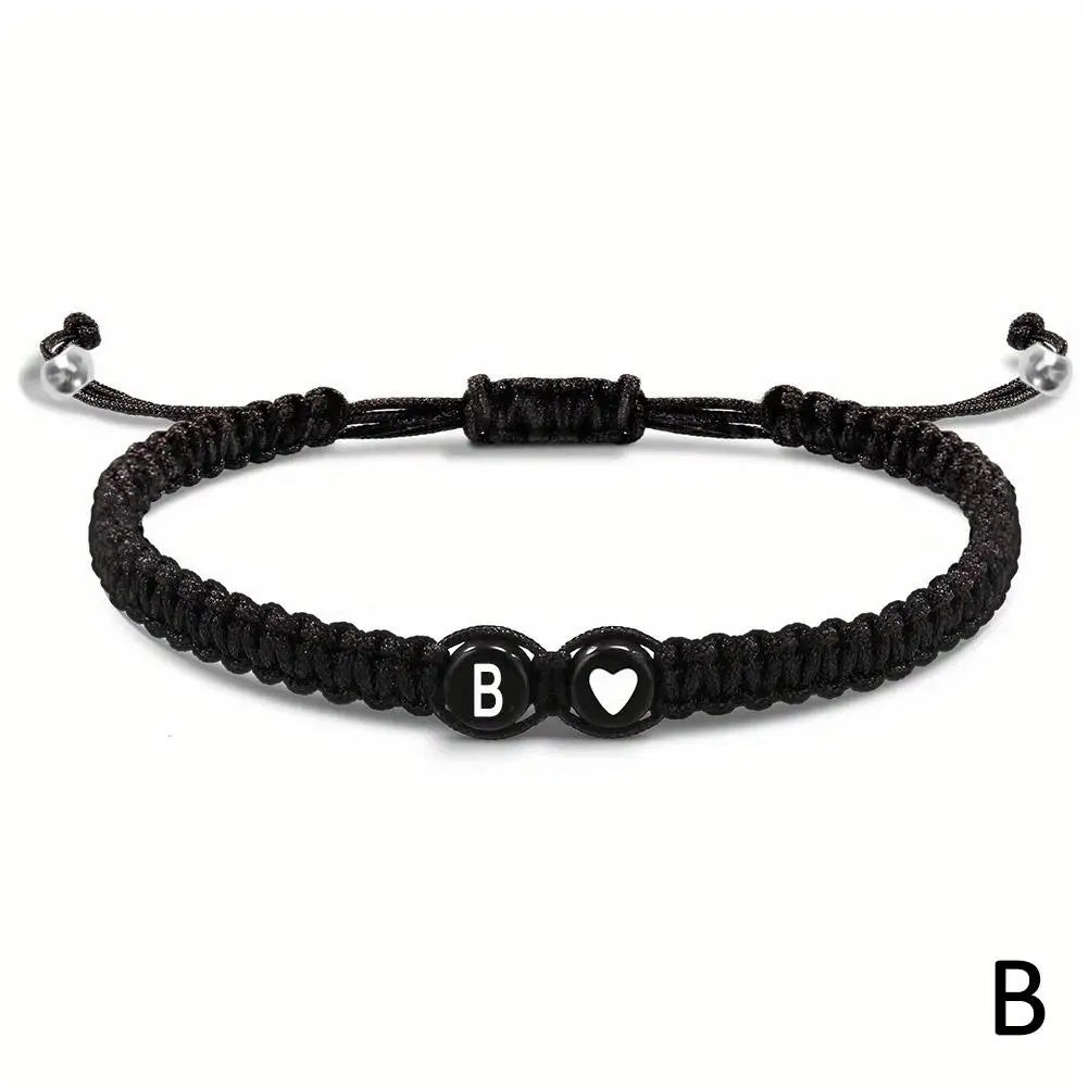 26 Letters Initial Heart Braided Rope Bracelet – Adjustable Friendship Jewelry