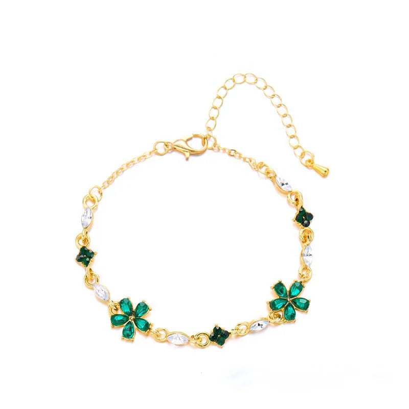 Colorful Zircon Flower Adjustable Bracelet for Women – Gold Color Chain