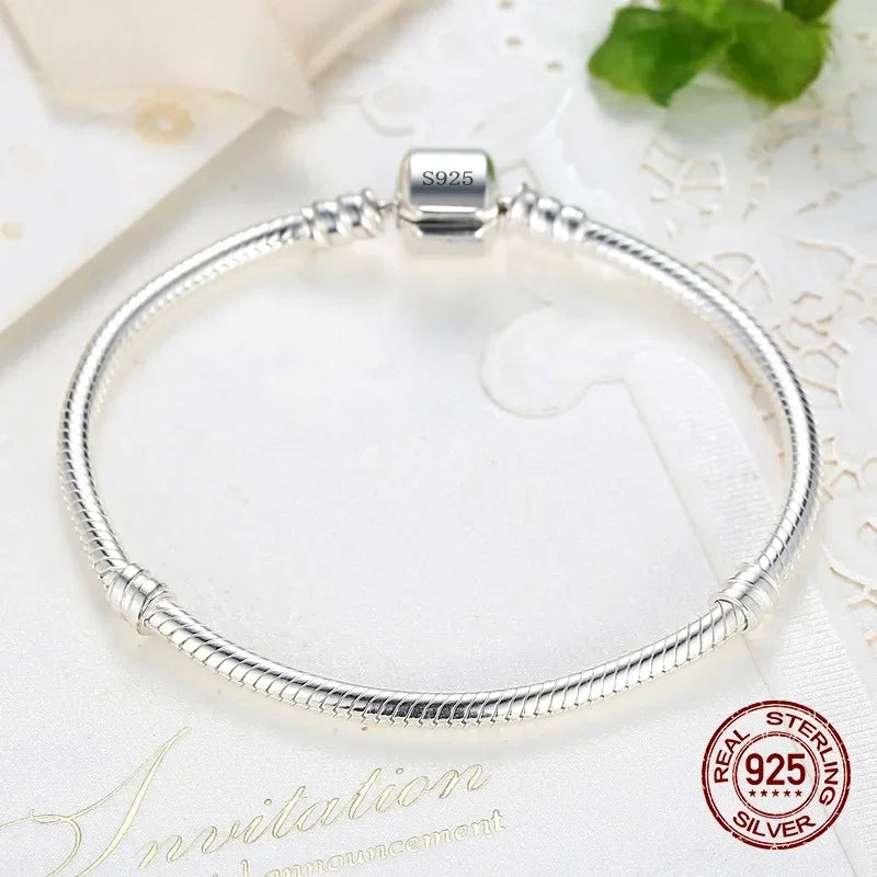 925 Sterling Silver Snake Bone Charm Bracelet for Women – Handmade Trendy Jewelry