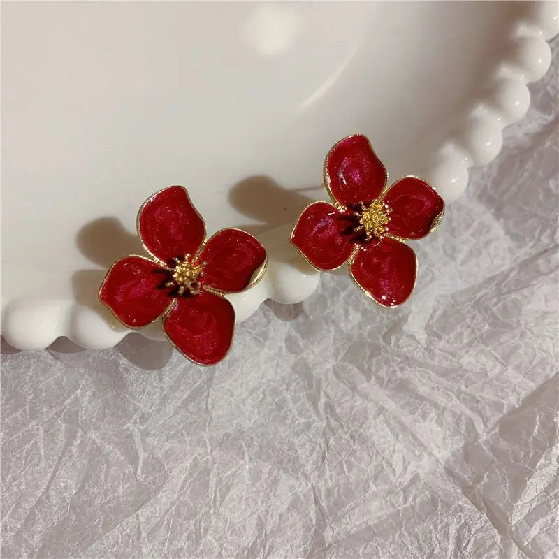 Sweet Flower Stud Earrings for Women – Vintage Zinc Alloy Fashion Jewelry