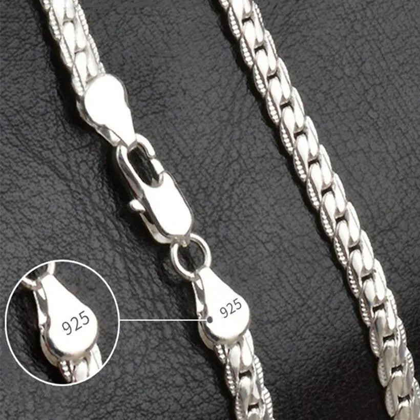 20–60cm Silver Color Necklace Chain for Men & Women – 6mm Classic Jewelry