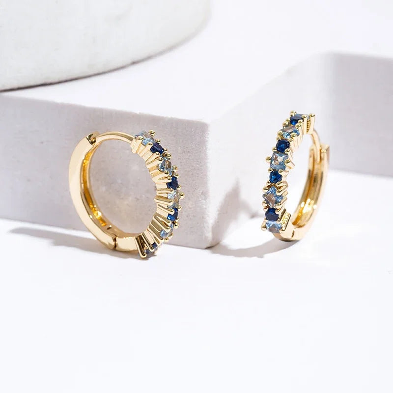 Stainless Steel Colorful Zircon Hoop Earrings for Women – Classic Huggie Jewelry