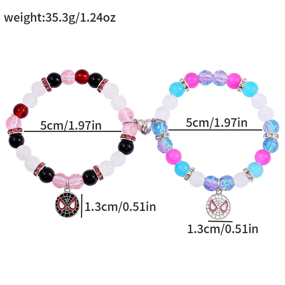 Spiderman Friendship Rope Bracelet – Matching Beaded Charm Jewelry for Couples & Friends
