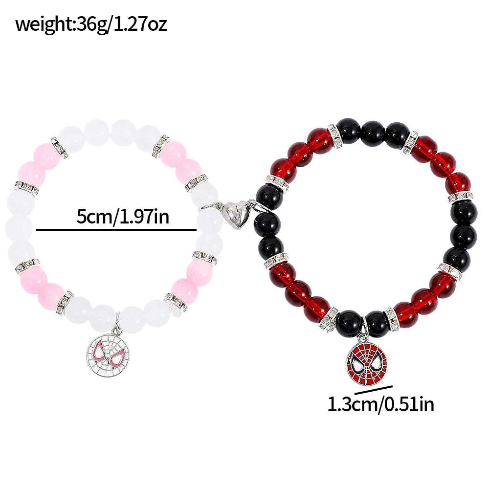 Spiderman Friendship Rope Bracelet – Matching Beaded Charm Jewelry for Couples & Friends