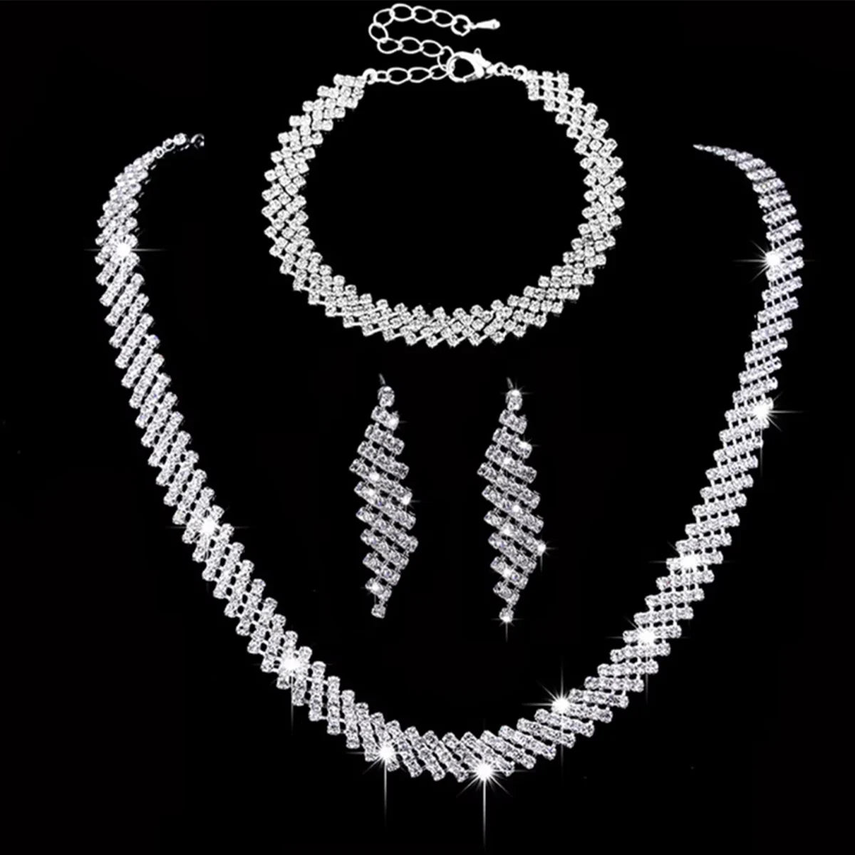 4-Piece Minimalist Jewelry Set for Women – Necklace, Earrings & Bracelet Party Accessories