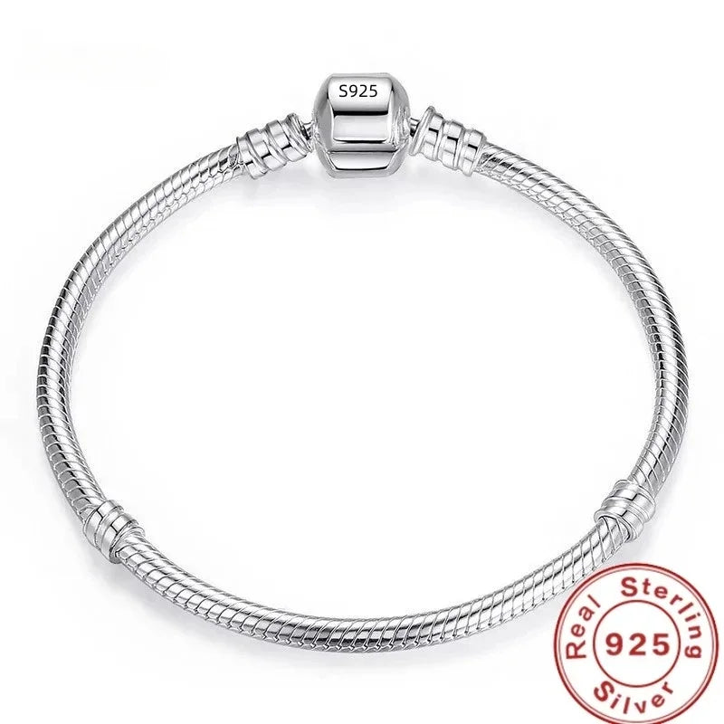 925 Sterling Silver Snake Bone Charm Bracelet for Women – Handmade Trendy Jewelry