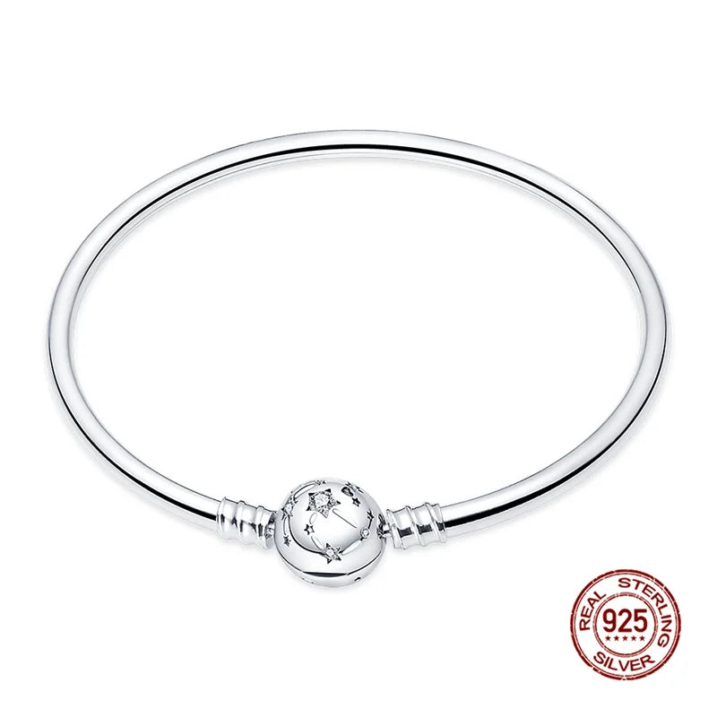 925 Sterling Silver Disney Snake Chain Bracelet for Women with Zircon