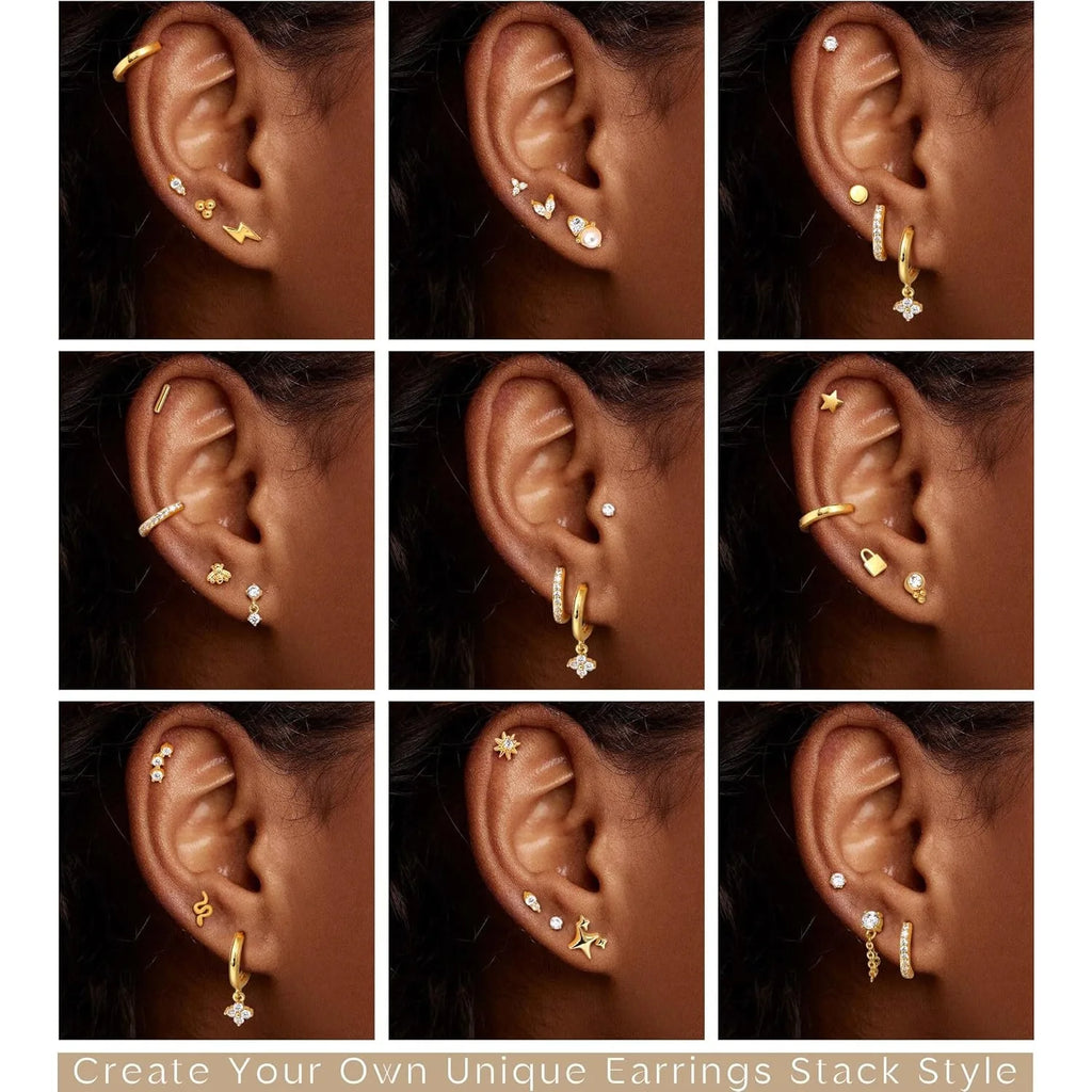 Stainless Steel Stud Earrings for Sensitive Ears – Flat Back Hoop Cartilage